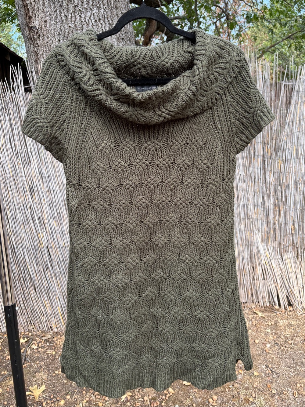 Olive Green Knit Cowl Neck Tunic